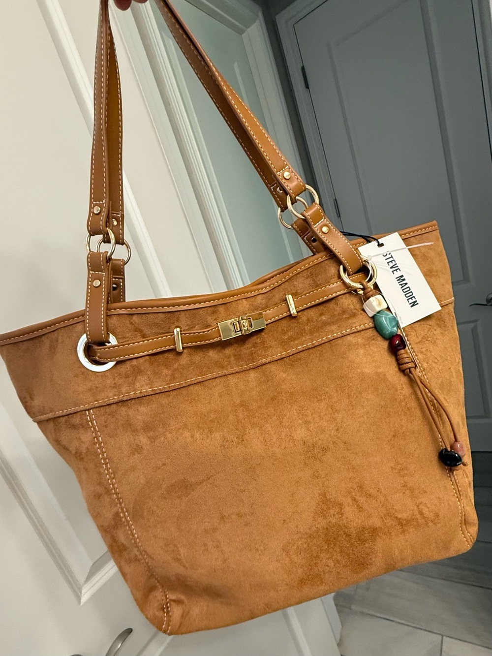 Steve Madden Cognac Brown VEGAN Suede SLOUCHY Tote  🧡NWT🧡